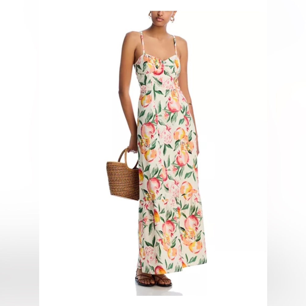 Aqua Cream and Orange Fit and Flare Maxi Skirt